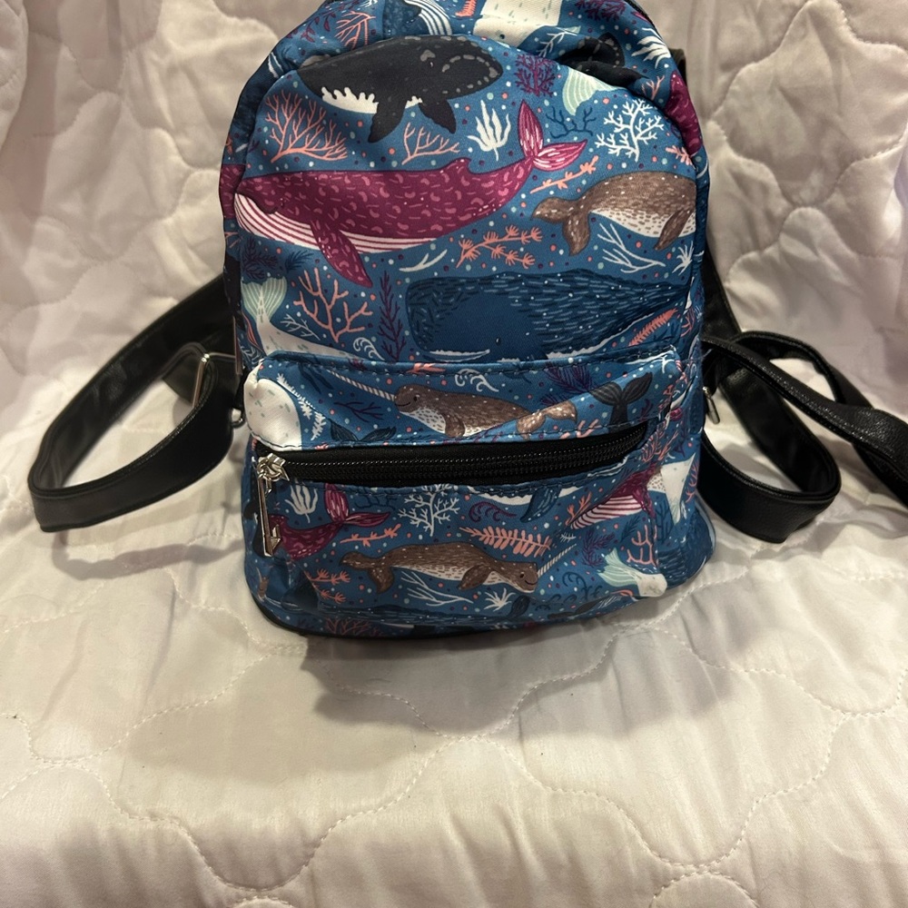 Whale Print Mini Backpack